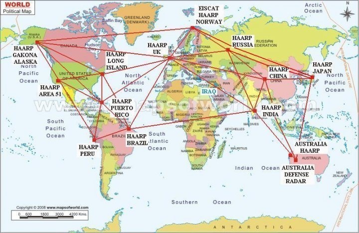 HAARP installaties wereld kaart